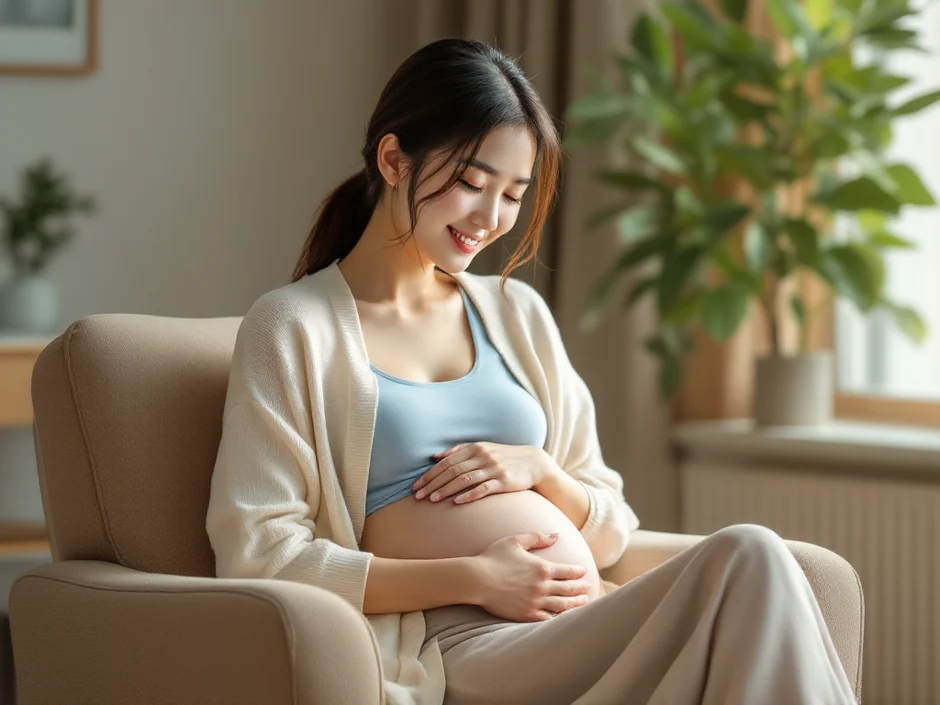 30代女性が朝の光の中で男の子の産み分けについて穏やかに考えるシーン｜経産婦が第二子に男の子を希望しているイメージ