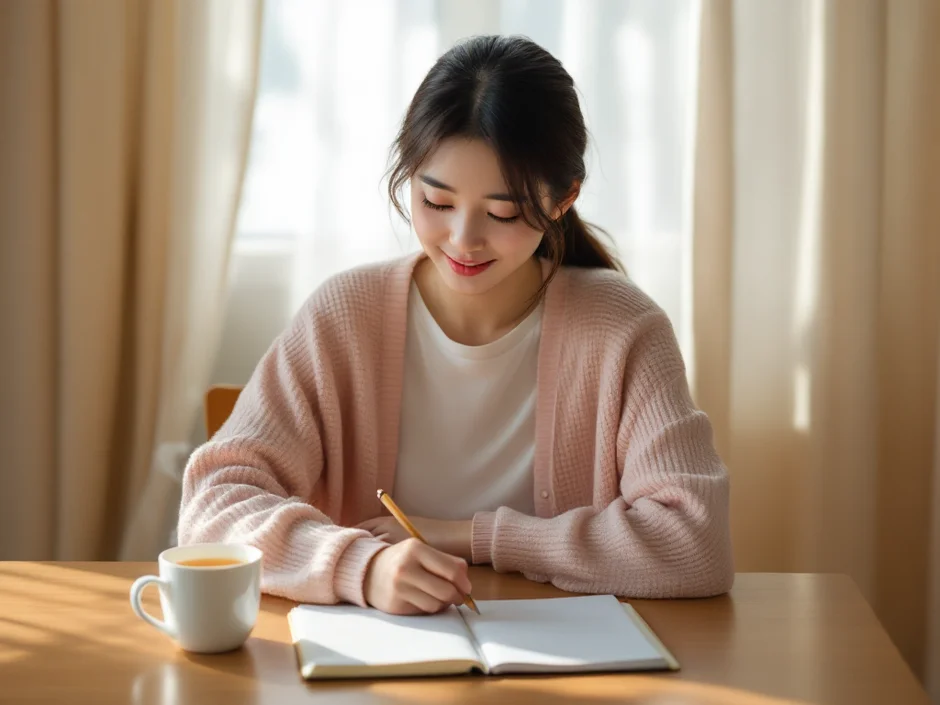 30代女性がキッチンでルイボスティーや麦茶など数種類のお茶パックを手に取っているシーン