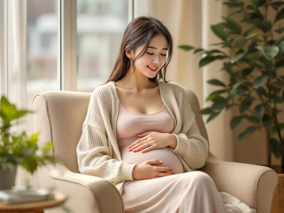 30代女性が朝の光の中で女の子の産み分けについて穏やかに考えるシーン｜経産婦が第二子に女の子を希望しているイメージ