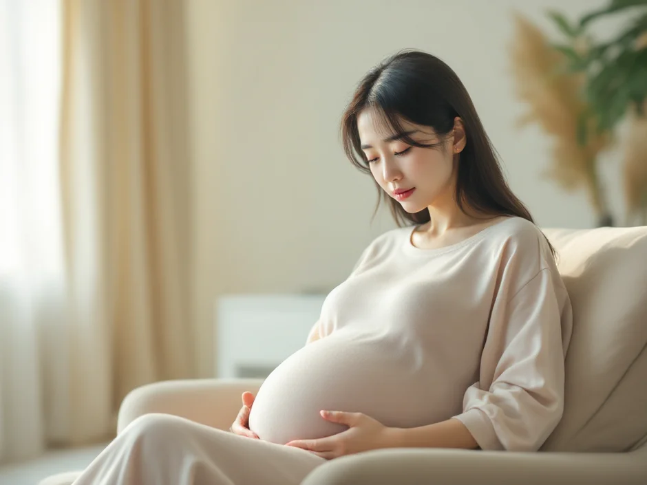 妊娠中のおりもの変化について悩む妊婦のシーン｜妊娠初期おりもの変化イメージ