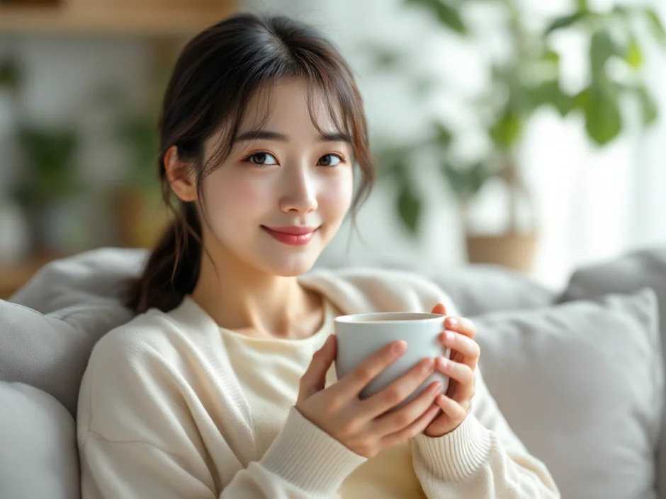 ちなみが自宅のソファで読者に語りかけているイメージ｜元看護師の体験談セクション