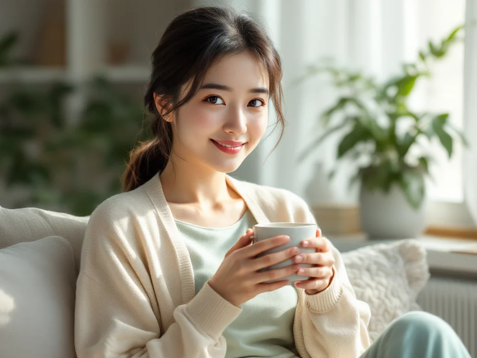 ちなみが自宅のソファで読者に語りかけているイメージ｜元看護師の体験談セクション