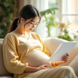 自宅でカレンダーを見ながら出産予定日について考える妊娠後期の女性のイメージ｜誘発分娩について知りたいシーン