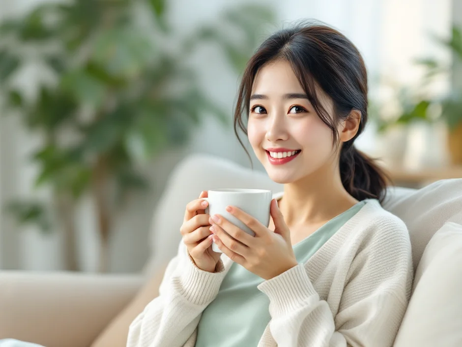 ちなみが自宅のソファで読者に語りかけているイメージ|元看護師の体験談セクション