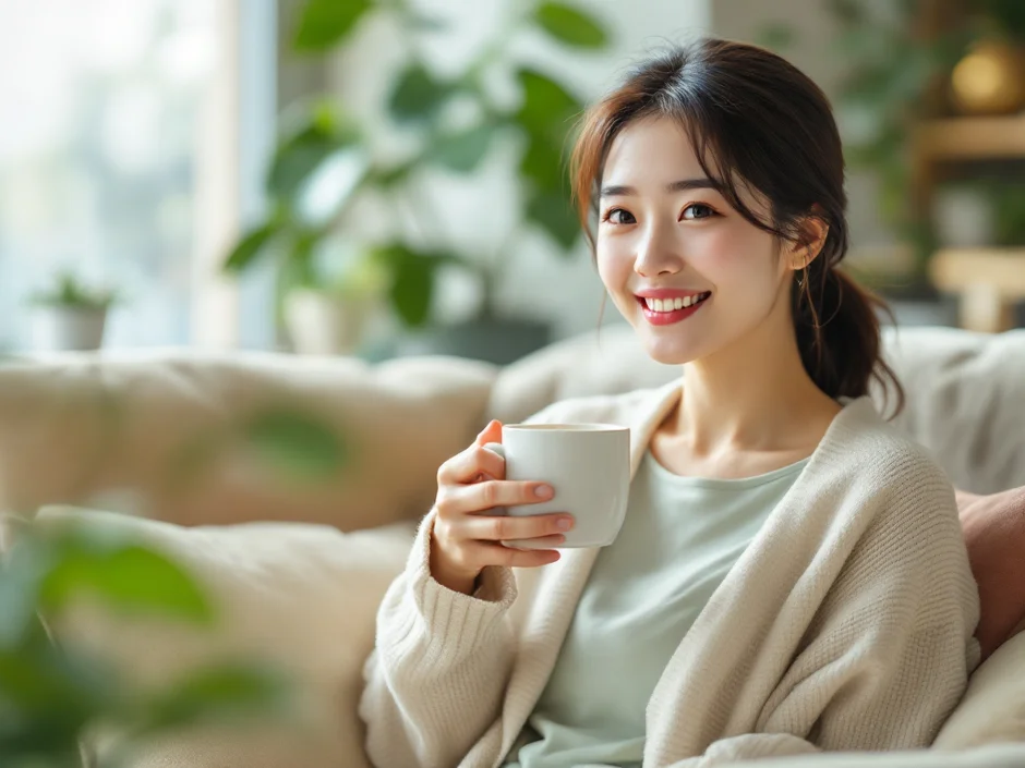ちなみが自宅のソファで読者に寄り添っているイメージ｜元看護師の体験談セクション