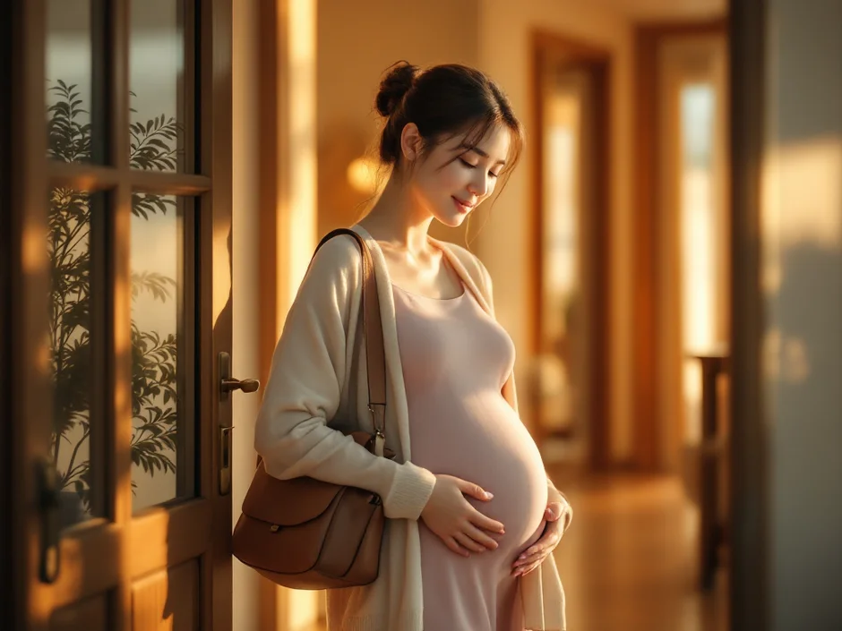 実家に帰省し家族に迎えられる妊娠後期の女性のイメージ｜里帰り出産の時期や準備を考えるシーン