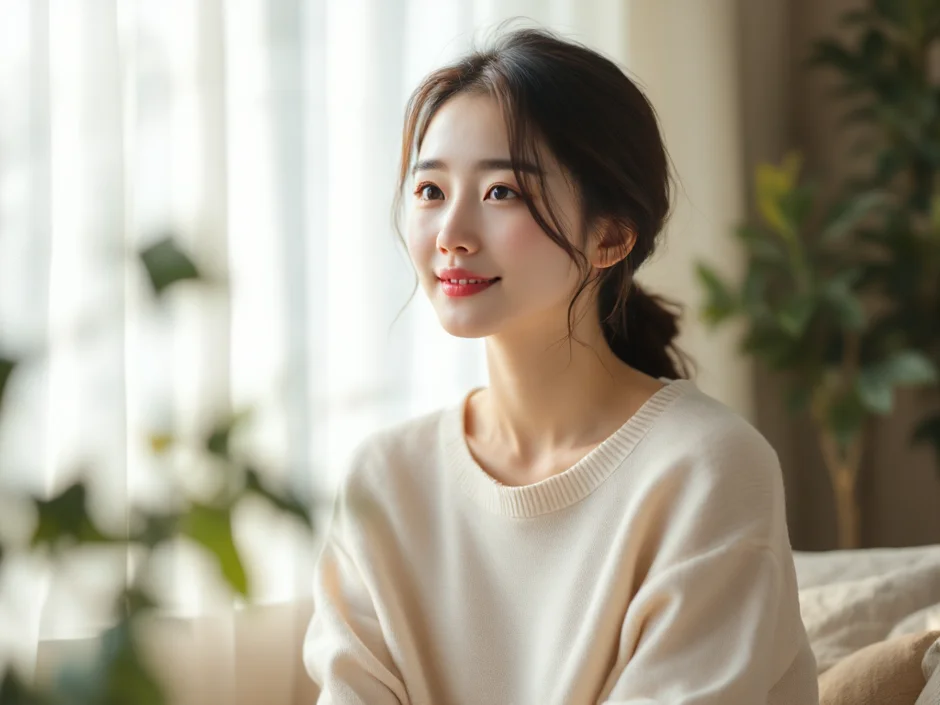 窓辺で穏やかな表情をした妊娠中の女性のイメージ｜出生前診断について考えるシーン