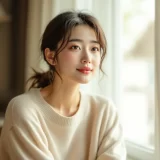 窓辺で穏やかな表情をした妊娠中の女性のイメージ｜体を動かすことを考えるシーン