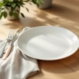 テーブルに並べられた白い皿とカトラリーのイメージ｜妊娠中の生ものの食べ方