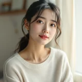 窓辺で穏やかな表情をした女性のイメージ｜出産内祝いの準備を考えるシーン