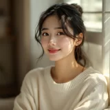 窓辺でやさしく微笑む女性のイメージ｜赤ちゃんのおしりのケアを考えるシーン