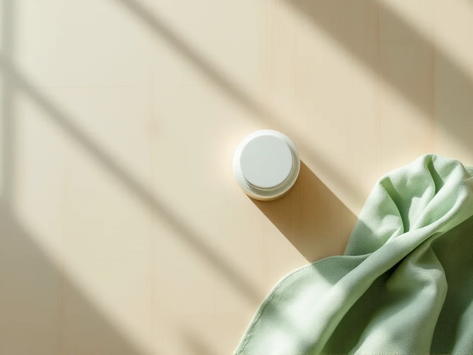 ふたの閉まった白い容器とガーゼのイメージ｜おしりを保護するケアを整えるシーン