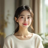 窓辺で落ち着いた表情の女性のイメージ｜子どもの手足口病を看病するシーン