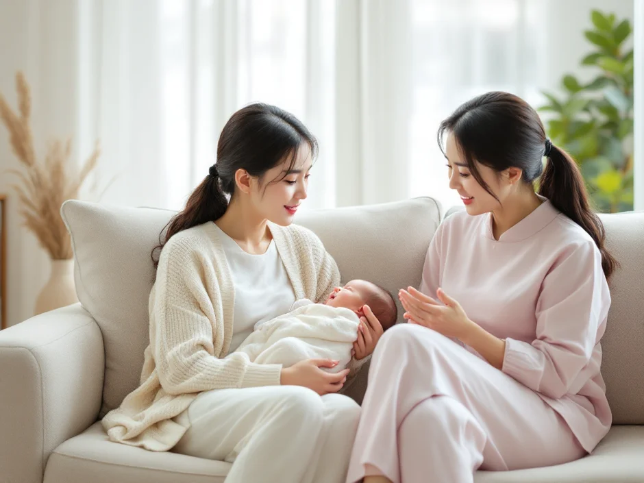 助産師に相談する産後のママのイメージ｜乳腺炎のなりかけで助産師に相談するシーン
