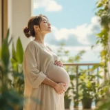 ベランダで深呼吸する妊婦さんのイメージ｜妊娠中のイライラを切り替えるシーン
