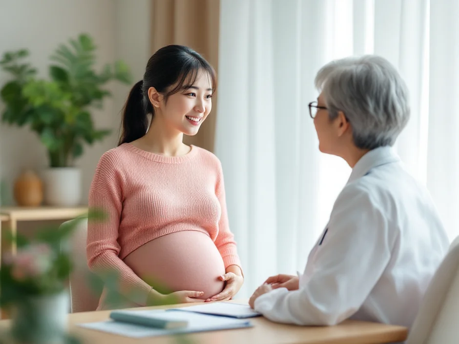 医師に薬の相談をする妊婦さんのイメージ｜妊娠中に飲んでいい薬を確認するシーン