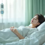 病院のベッドで横になって安静にする妊婦さんのイメージ｜切迫早産で入院しているシーン