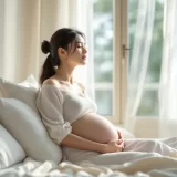 窓を開けて深呼吸する妊婦さんのイメージ|妊娠中の息苦しさを楽にするシーン