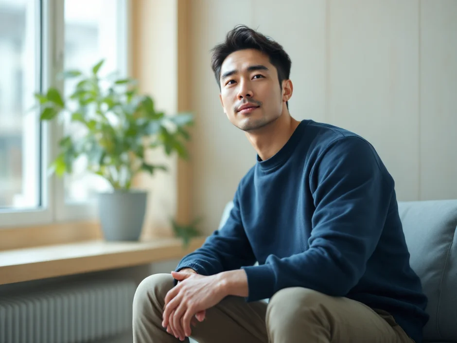 クリニックの待合室で順番を待つ男性のイメージ｜精液検査を受けるシーン